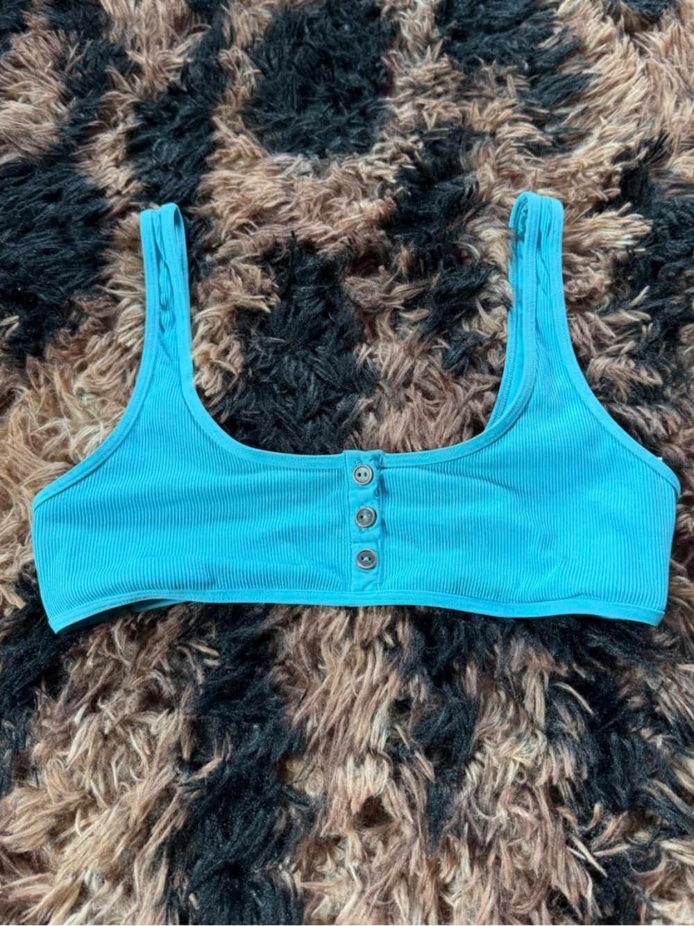 Lspace Robbie Henley Ribbed Swim Top Bralette in Aquarius Bright Teal